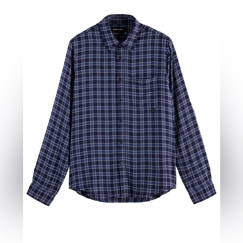 Scotch & Soda Navy Checkered Button Down Shirt